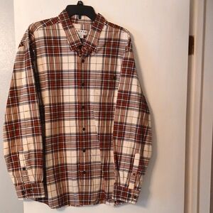 Orvis Men's Plaid Shirt - Burgundy and White Size XXL